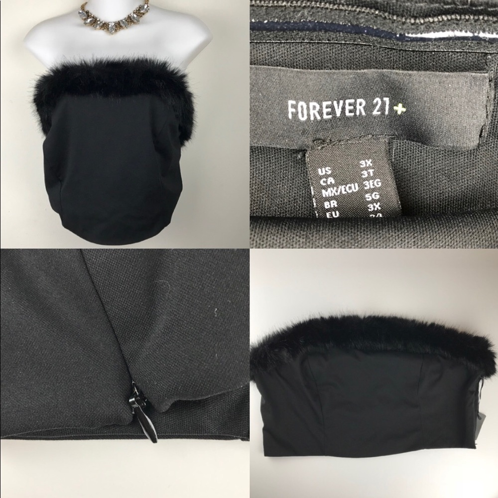 NWT Forever 21 plus black tube top w/ faux fur 3X